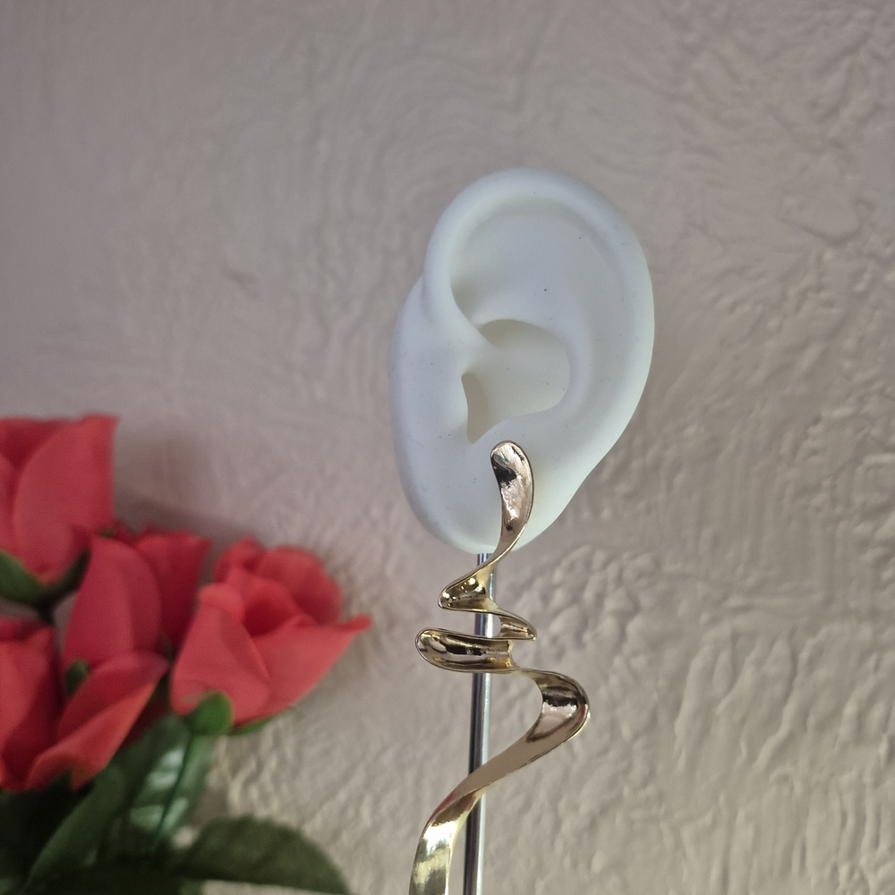 Gold Twisted Spiral Drop Earrings - Elegant Women's Earrings